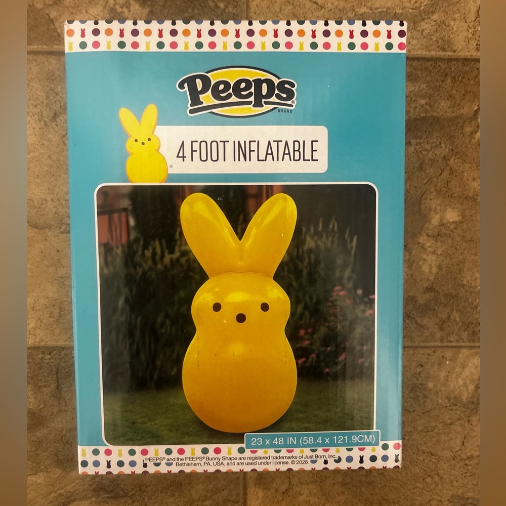 PEEPS Easter Inflatable Bunny Yellow by Just Born New in Box